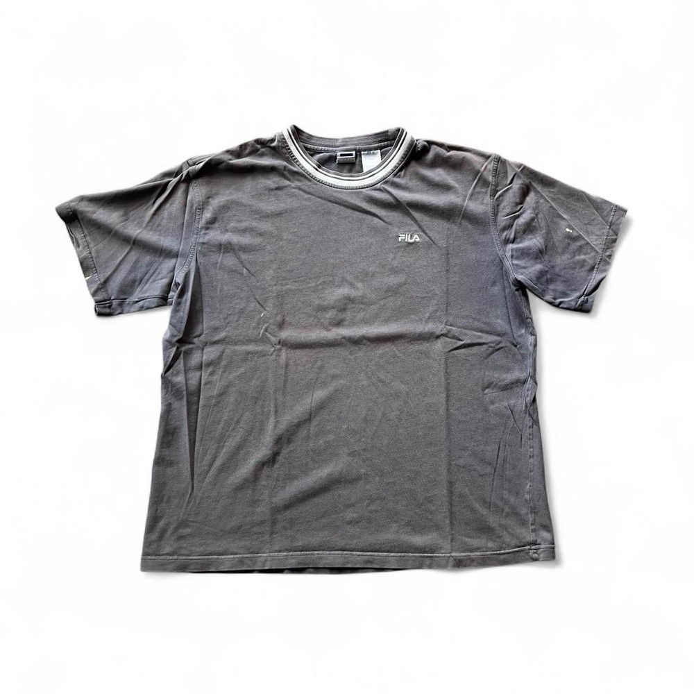 Fila Gray Short Sleeve T-Shirt with Logo Men's Size XL Skate Y2K Faded Grey